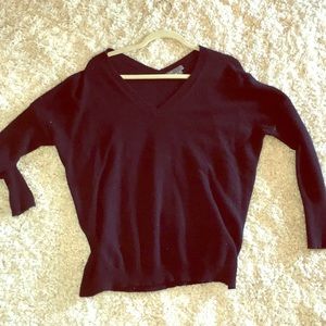 Navy blue double v neck cashmere sweater